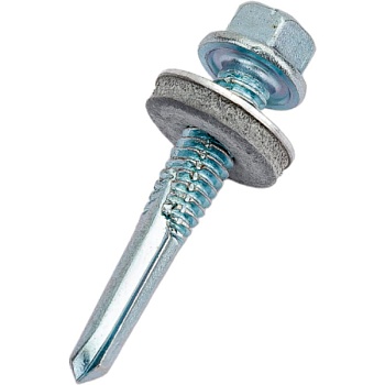 Саморез кровельный 5,5х32 мм с увеличенным сверлом РТ-5 15 мм и EPDM шайбой оцинкованный