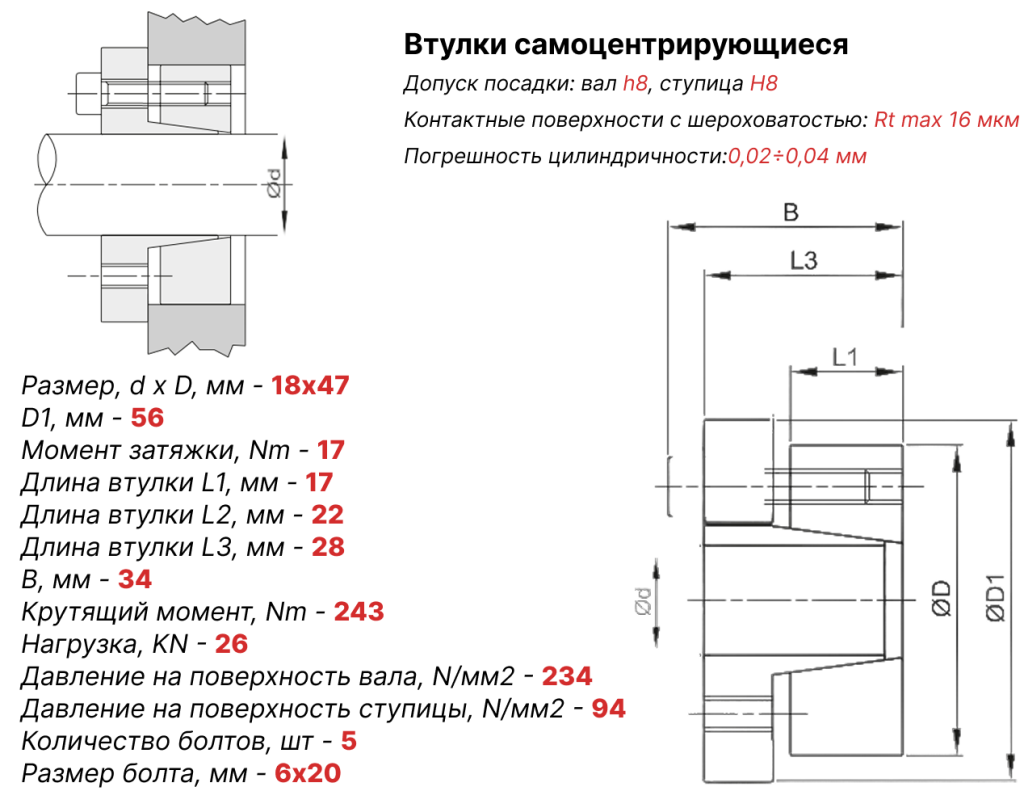 Чертеж втулка зажимная ВК16 18х47